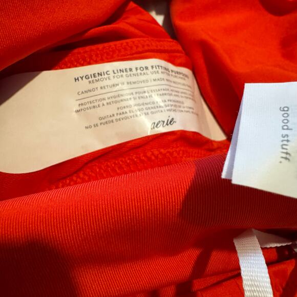 NWT Aerie Wide Rib Cut Out Ring One Piece Swimsuit Red L Monokini - Picture 8 of 8